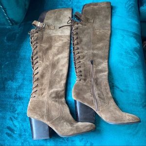 Knee high suede boot